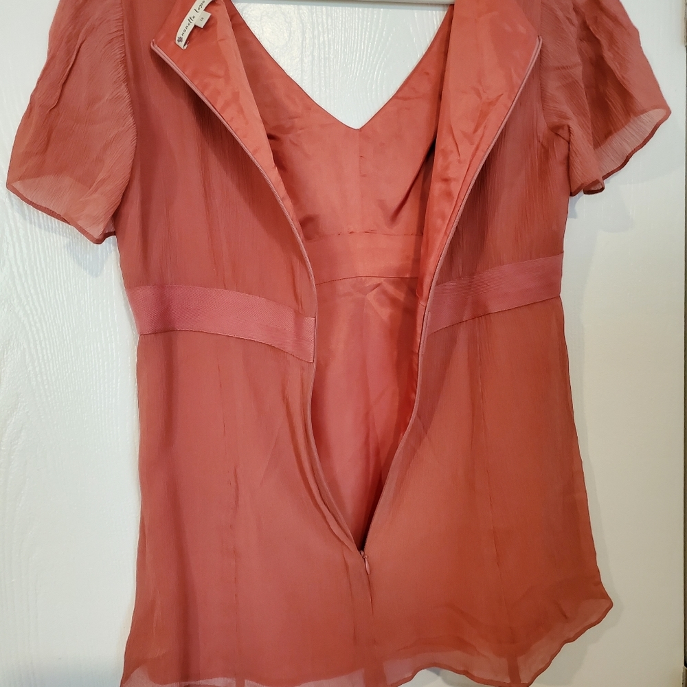 Nanette Lepore Beaded Salmon Orange Pink Top Sz 12 - Picture 6 of 11